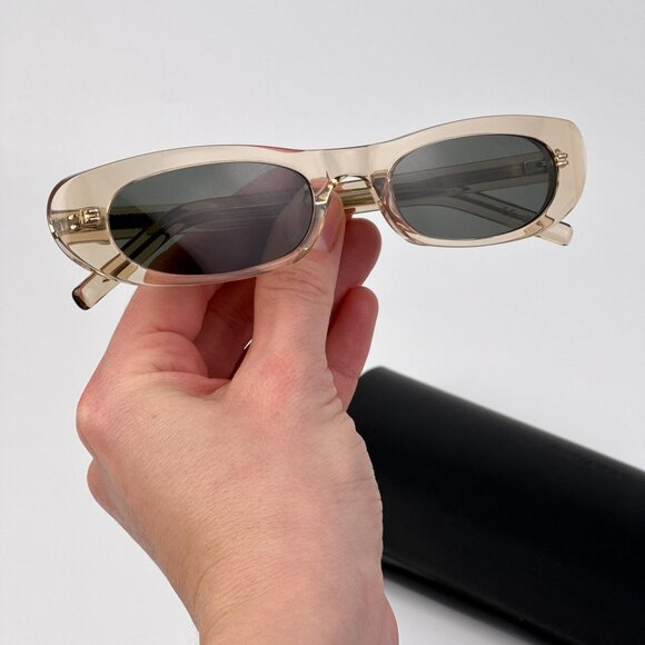Saint Laurent SL557 SHADE 004 Women’s Sunglasses – Transparent Nude / Grey Oval main image 11